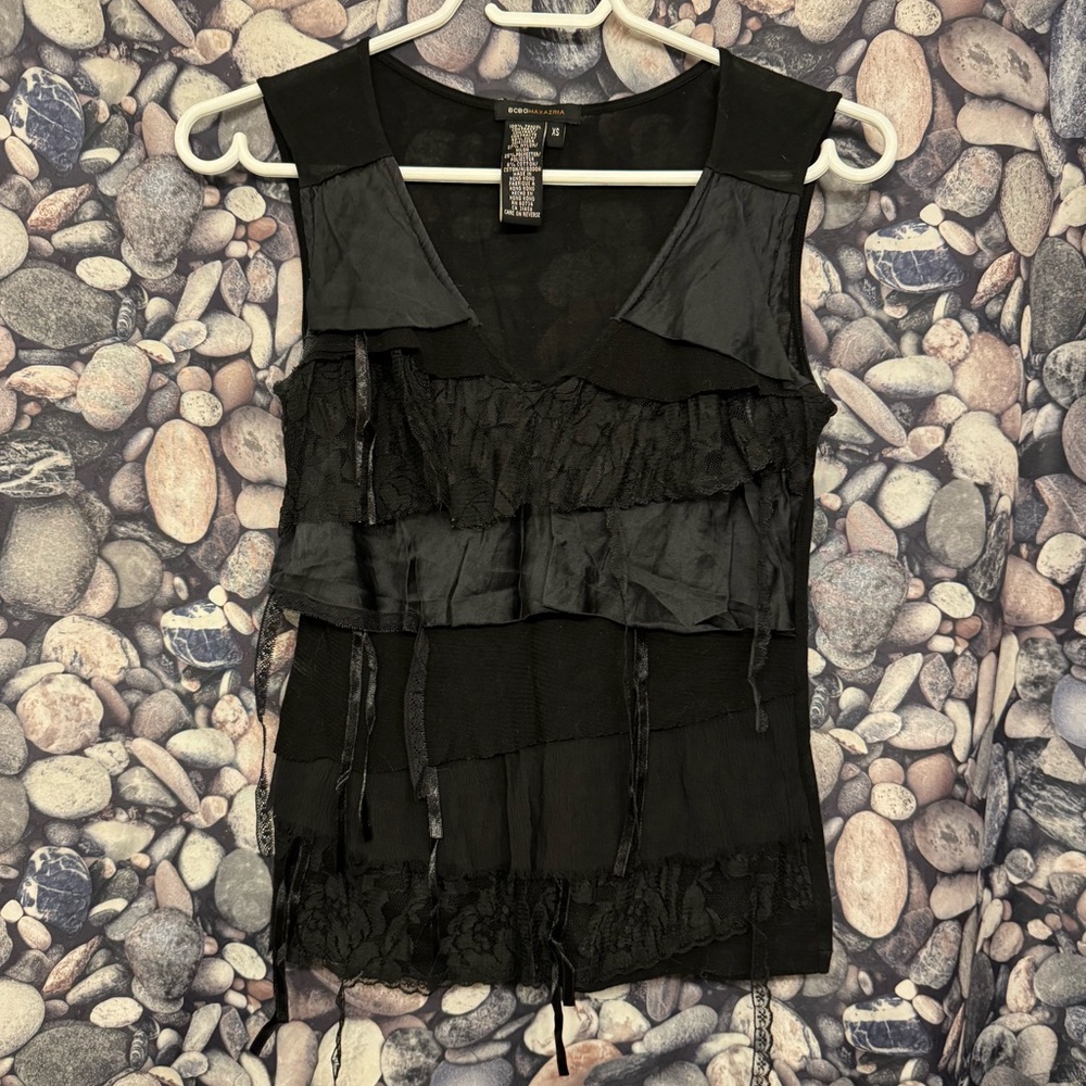 BCBGMaxAzria Ruffled Sleeveless Tank Top